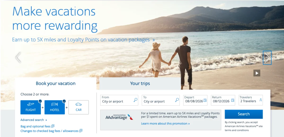 Maximizing the New $500 American Airlines Vacations Credit on the Citi AAdvantage Executive Card.